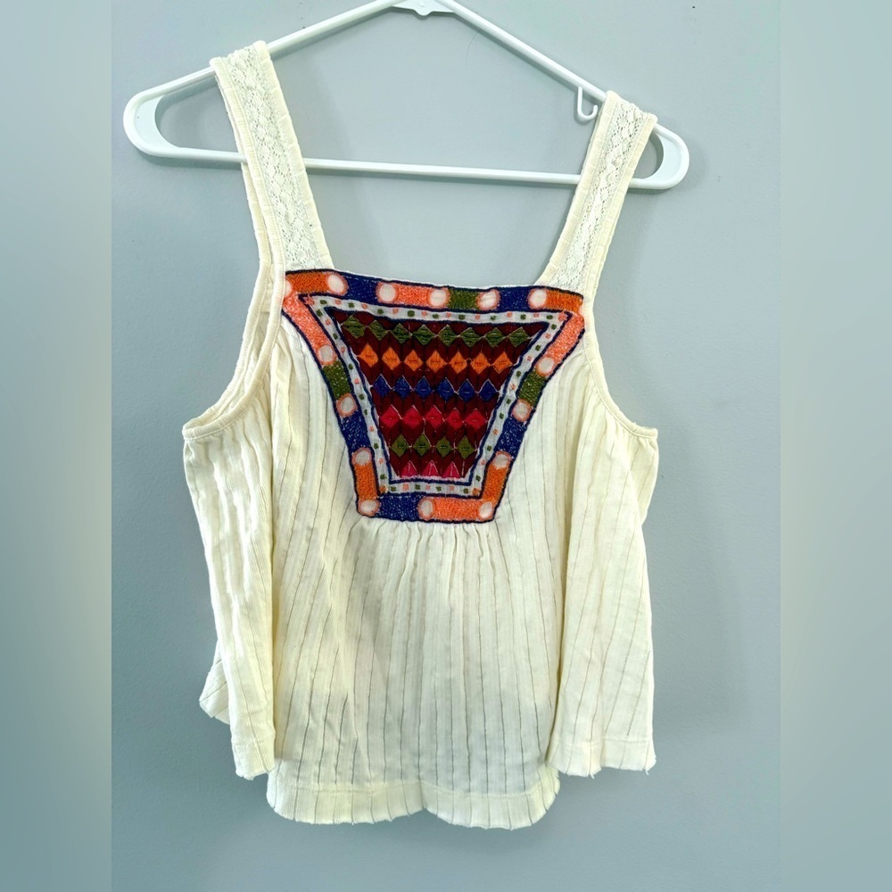 Urban Outfitters Tank Top Loose Boho Hippie Multi Color Pattern Cream Size M